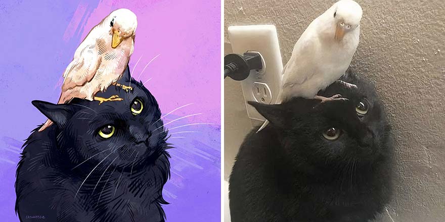 The Funniest Internet-Famous Cat Pics Get Illustrated By Catwheezie (New Pics)