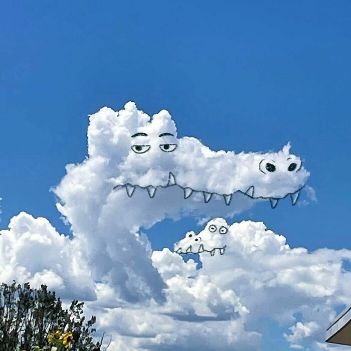 This Artist Reimagines Clouds As Characters By Drawing Shapes Onto Them