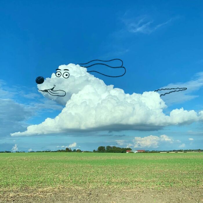 This Artist Reimagines Clouds As Characters By Drawing Shapes Onto Them