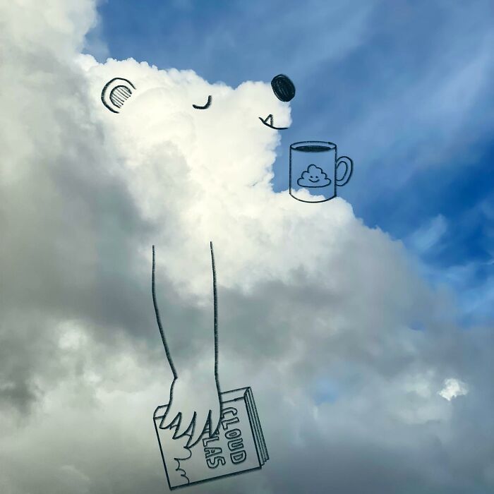 This Artist Reimagines Clouds As Characters By Drawing Shapes Onto Them