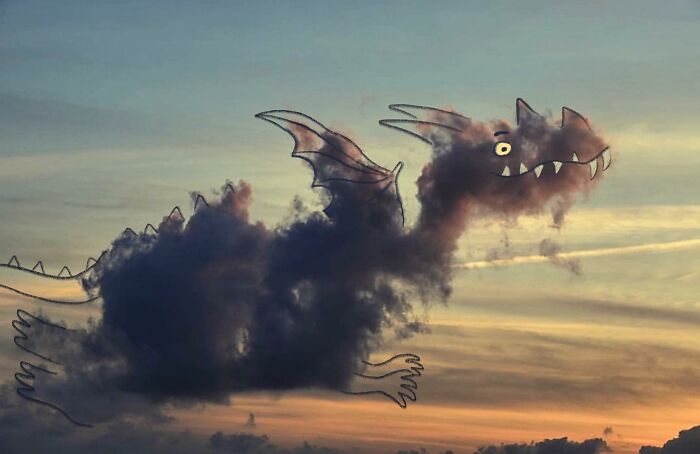 This Artist Reimagines Clouds As Characters By Drawing Shapes Onto Them