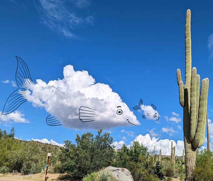 This Artist Reimagines Clouds As Characters By Drawing Shapes Onto Them