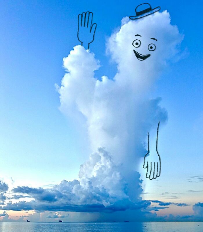 This Artist Reimagines Clouds As Characters By Drawing Shapes Onto Them