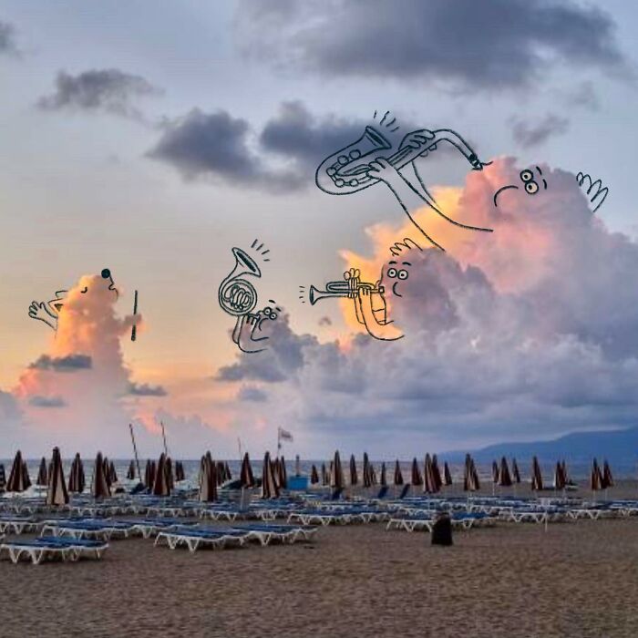 This Artist Reimagines Clouds As Characters By Drawing Shapes Onto Them