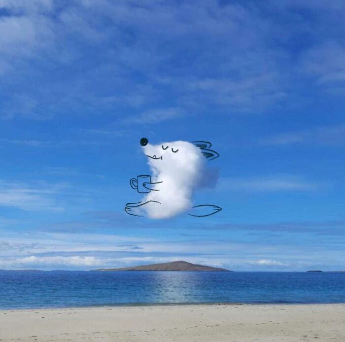 This Artist Reimagines Clouds As Characters By Drawing Shapes Onto Them