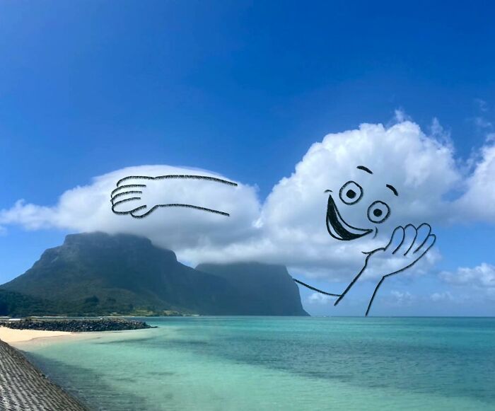 This Artist Reimagines Clouds As Characters By Drawing Shapes Onto Them
