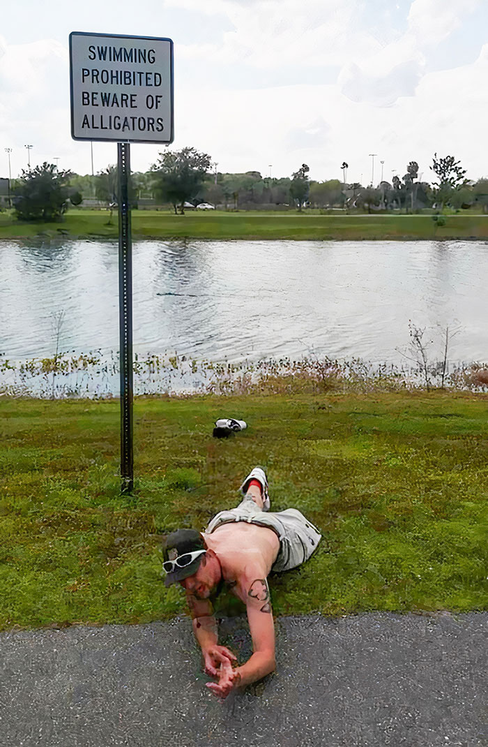 My Friend Lost His Leg In A Motorcycle Accident A Few Years Ago. This Was His April Fools Joke To The Kids Playing In The Park