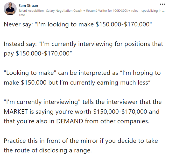 LinkedIn Post Goes Viral For Pointing Out That How You Phrase Your Salary Expectations Gives A Different Impression To The Recruiter LinkedIn Post Goes Viral For Pointing Out That How You Phrase Your Salary Expectations Gives A Different Impression To The Recruiter