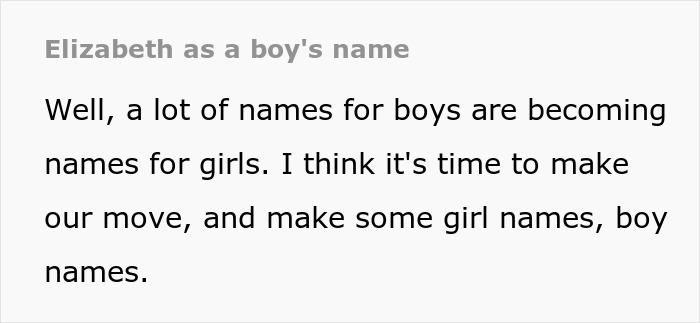 Parent Wants To Name Their Son Elizabeth, Gets A Reality Check Online Parent Wants To Name Their Son Elizabeth, Gets A Reality Check Online