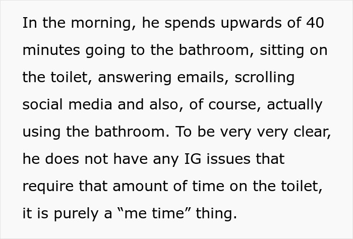 Guy Calls Wife A Jerk For Trying To Control His Bathroom Time, The Internet Says That He's The One Who Needs A Reality Check