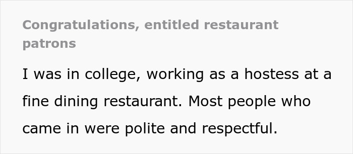 People Online Are Cracking Up About This Woman&rsquo;s Idea To Congratulate The Most Entitled Couple She Met While Working At A Restaurant