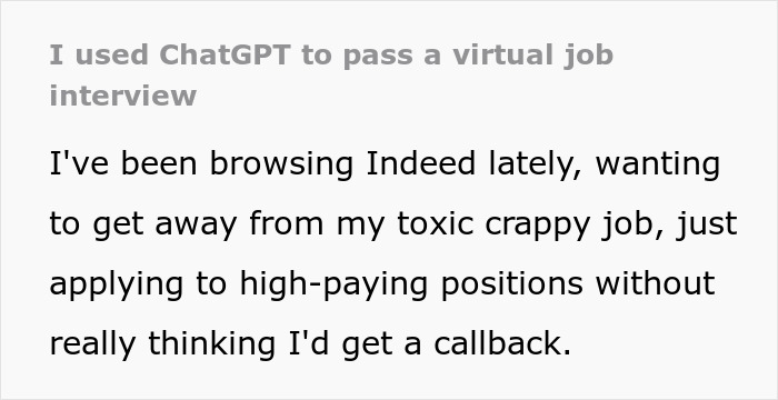 "I Feel Like A Total Fraud": Person Gets Hired For A High-Paying Job After Using AI During Interview