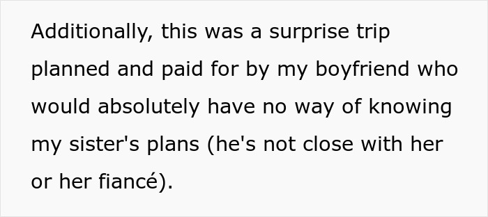 Woman Refuses To Change The Destination Of Her And Her BF&rsquo;s Getaway After Learning Sister &ldquo;Plans&rdquo; To Spend Her Honeymoon There