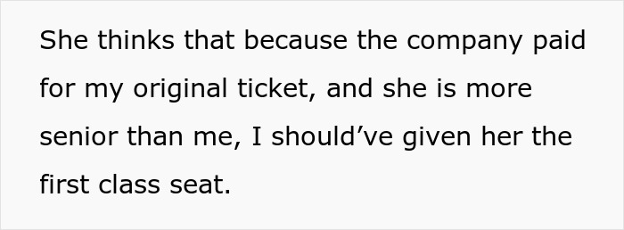 Boss Expected This Employee To Give Up Her 1st Class Seat For Her, Says She Has A "Lack Of Respect For Protocol" When She Doesn't Boss Expected This Employee To Give Up Her 1st Class Seat For Her, Says She Has A "Lack Of Respect For Protocol" When She Doesn't