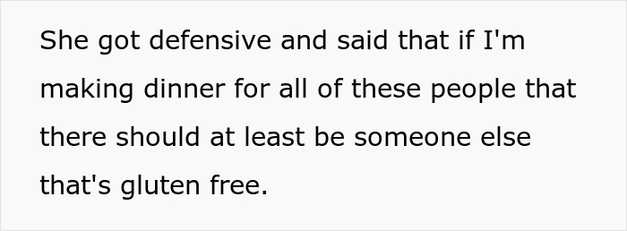The Internet Backs Up This Woman For Refusing To Cook An Additional Gluten-Free Meal For A Family Friend After She Causes A Scene