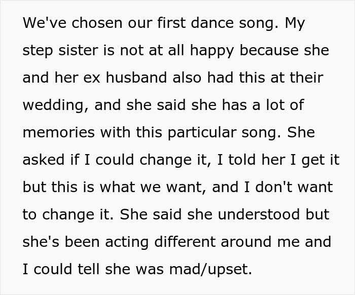 Woman&rsquo;s Husband Can&rsquo;t Remember His Wife After Being In A Wreck, Her Half-Sister Still Refuses To Choose Another Song For Her Wedding Other Than Theirs