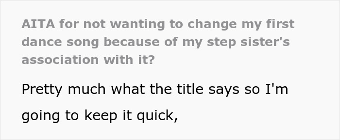 Woman&rsquo;s Husband Can&rsquo;t Remember His Wife After Being In A Wreck, Her Half-Sister Still Refuses To Choose Another Song For Her Wedding Other Than Theirs