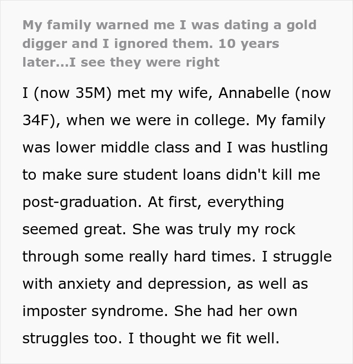 Guy Shares How He Realized His Wife Was A Gold Digger All This Time