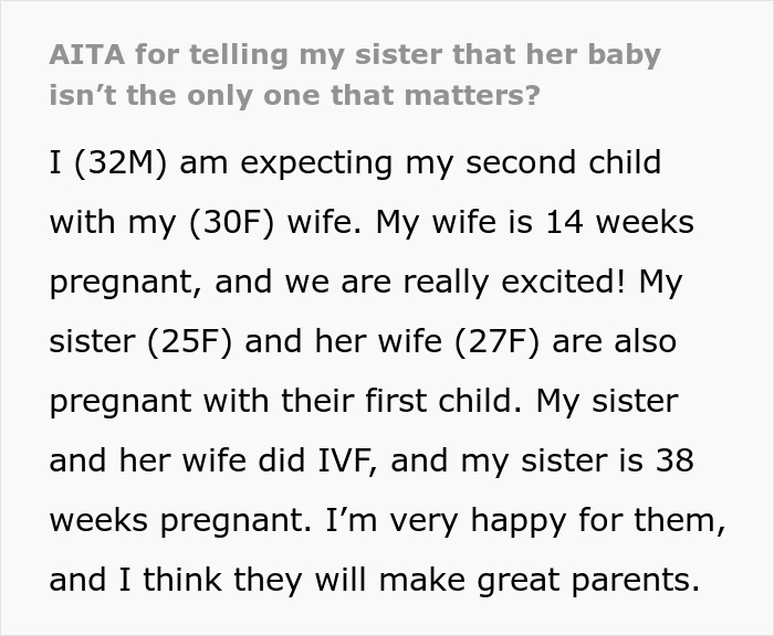 Man Throws Tantrum Over Sister&rsquo;s 38-Week IVF Pregnancy Getting More Attention Than His Wife&rsquo;s, Gets A Reality Check