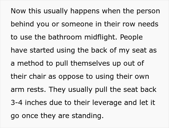 Netizens Applaud This Plane Passenger For Coming Up With The Perfect Revenge On People Who Keep Pulling On Their Seat When Standing Up
