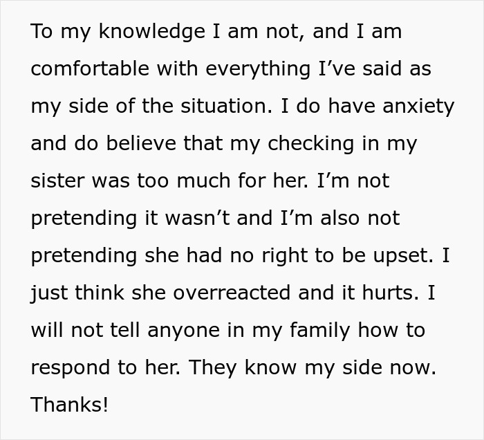 "She Said That My Anxiety Over Her Health Issues Was Too Much": Family Drama Arises As Woman Cuts Off Contact With Her 'Too Intrusive' Sibling