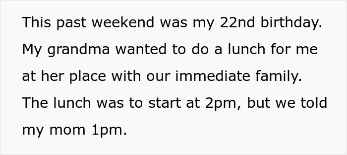 Daughter Tells Mom Her Birthday Party Starts An Hour Earlier Because She&rsquo;s Always Late, Drama Ensues
