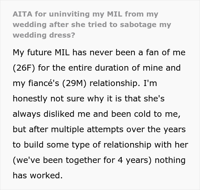 &ldquo;I Was Livid&rdquo;: Bride-To-Be Reveals How Her Mother-In-Law Tried To Sabotage Her Wedding Dress