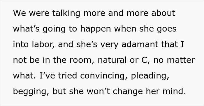 Husband Is Conflicted Over Who Is Right After Wife Tells Him That There Is No Way He&rsquo;ll Be In The Room When Their Child Is Born