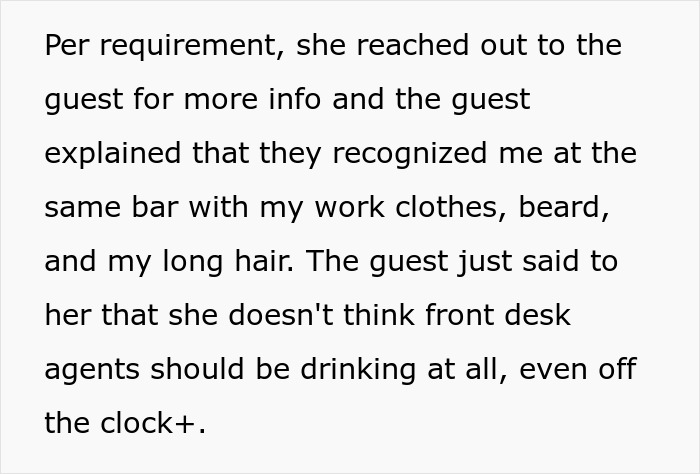 Hotel Guest Livid Seeing Front Desk Employee Drinking In A Bar After Work, Files A Complaint Yet Ends Up Being Put On A 'Do Not Reserve' List Hotel Guest Livid Seeing Front Desk Employee Drinking In A Bar After Work, Files A Complaint Yet Ends Up Being Put On A 'Do Not Reserve' List