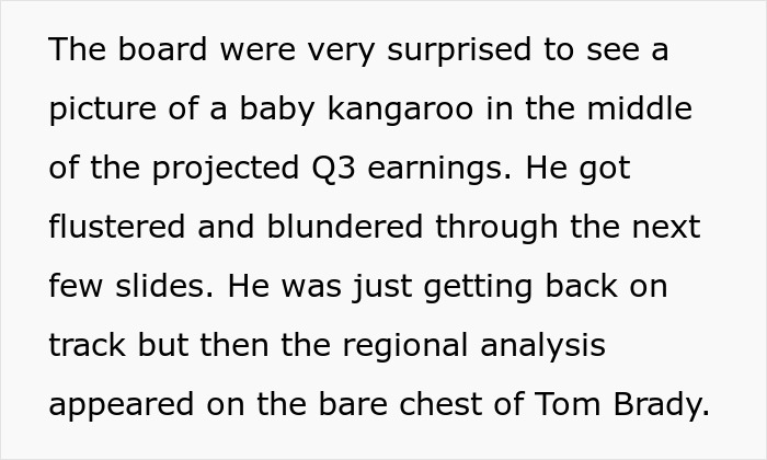 Boss Presents Employee's PowerPoints As His Own, So They Put A Revealing Photo Of The CEO's Daughter In One Of Them