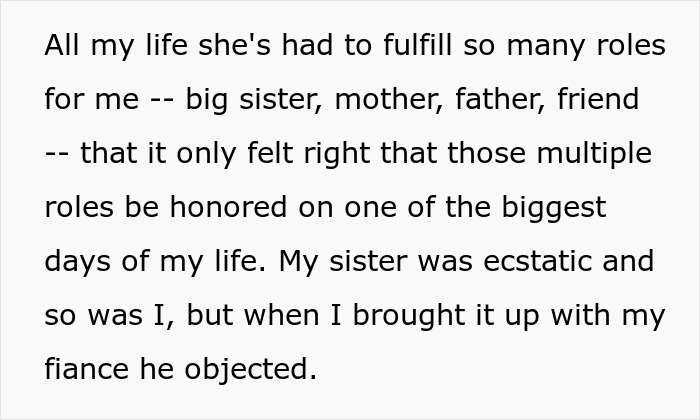 23 Y.O. Wants Her Half-Sister To Take Her Down The Aisle As She Practically Raised Her, In-Laws Say It's Inappropriate