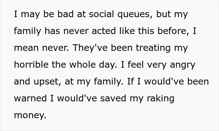 Person Shares How They Failed To Notice Key Cues That Their Parents Wouldn't Pay For Their 18th B-Day Dinner Person Shares How They Failed To Notice Key Cues That Their Parents Wouldn't Pay For Their 18th B-Day Dinner