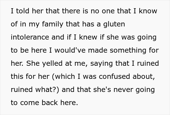 The Internet Backs Up This Woman For Refusing To Cook An Additional Gluten-Free Meal For A Family Friend After She Causes A Scene
