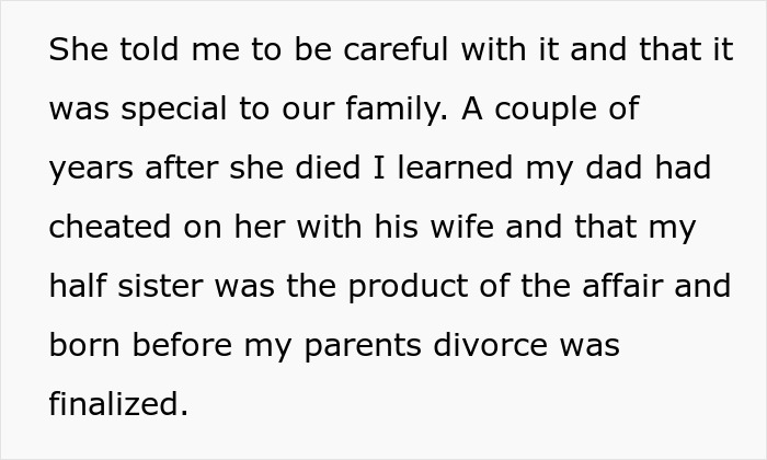 Dad Is Angry At Daughter For Not Sharing Late Mom’s Cookbook With Her Half Sister, Who He Had In An Affair Dad Is Angry At Daughter For Not Sharing Late Mom’s Cookbook With Her Half Sister, Who He Had In An Affair