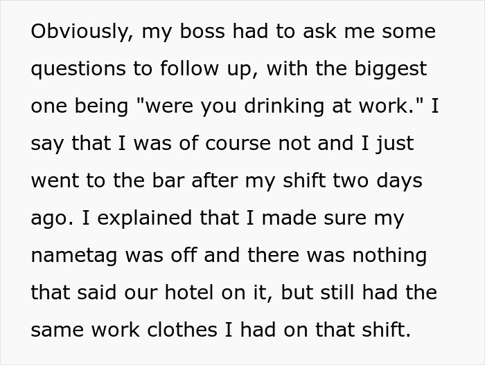 Hotel Guest Livid Seeing Front Desk Employee Drinking In A Bar After Work, Files A Complaint Yet Ends Up Being Put On A 'Do Not Reserve' List Hotel Guest Livid Seeing Front Desk Employee Drinking In A Bar After Work, Files A Complaint Yet Ends Up Being Put On A 'Do Not Reserve' List