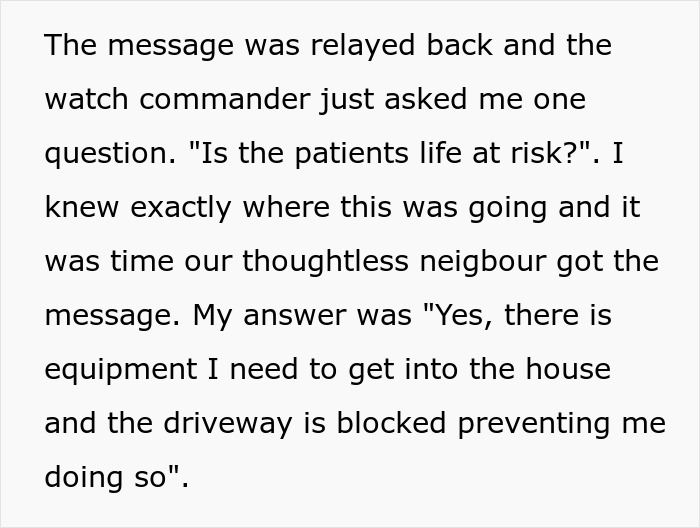 Entitled Neighbor Gets Instant Karma After Blocking Way For Emergency Van With His Two Cars And Refusing To Move Them Away