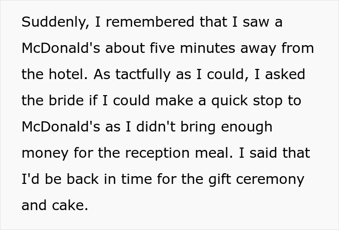 &ldquo;Am I A Jerk For Leaving A Wedding To Eat At McDonald&rsquo;s?&rdquo;: Bride Lied To Her Guest When She Told Her She Wouldn't Have To Pay For Anything At The Wedding
