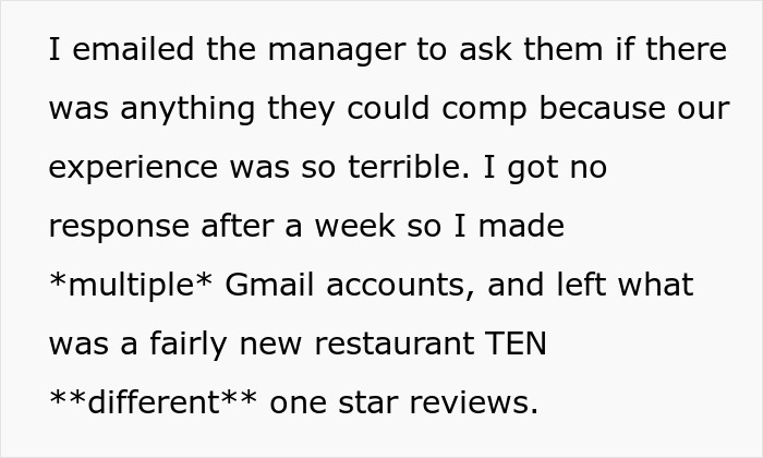 Restaurant Refuses To Honor This Woman's Reservation Made Months In Advance, So She Completes A Total Masterplan Of Petty Revenge