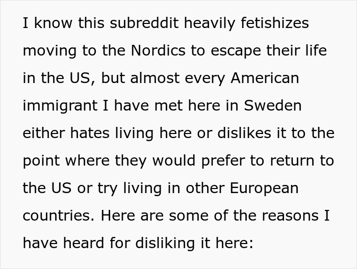 "You Will Very Quickly Get Burned Out And Hate It Here": Person Shares That Moving To Sweden From The US Is Not As Amazing As People Think "You Will Very Quickly Get Burned Out And Hate It Here": Person Shares That Moving To Sweden From The US Is Not As Amazing As People Think