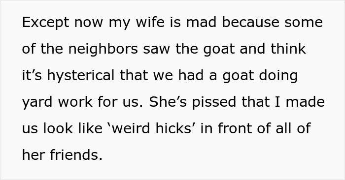 Man Pays His Mate 20 Bucks To Bring His Goat Over So It Can Take Care Of His Overgrown Lawn, Upsets Wife