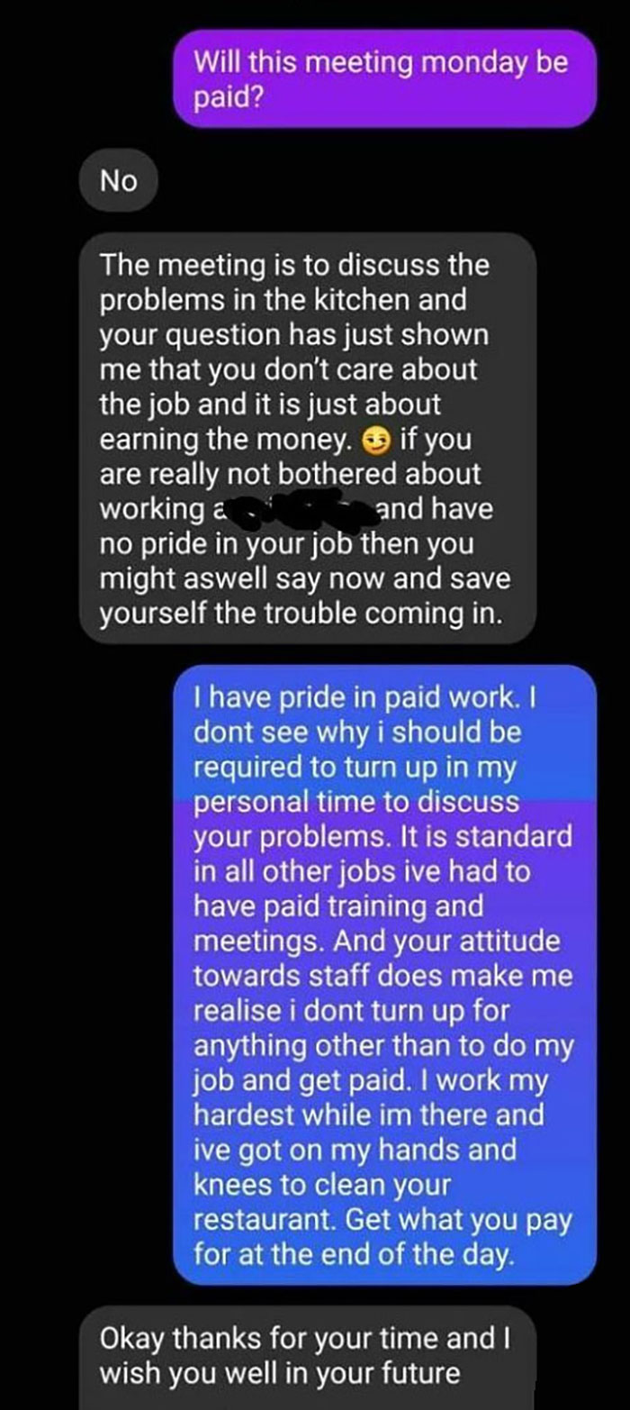 My Partner Asked If They Would Be Getting Paid For A Mandatory Work Meeting On Their Day Off