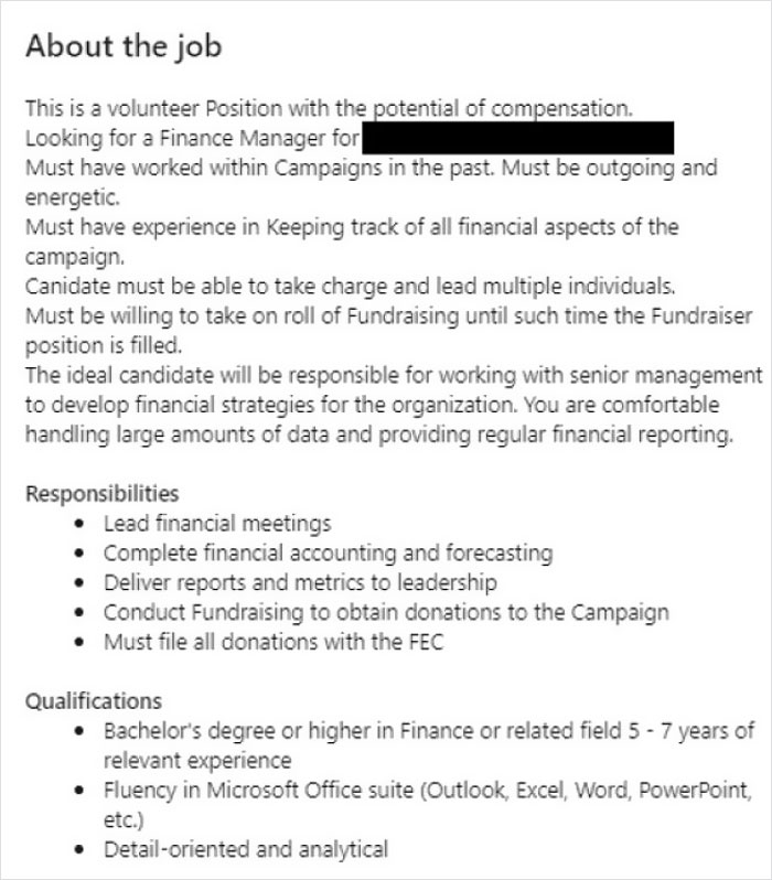 Looking For An Experienced Professional To Manage All Of Our Finances. Pay: $0!