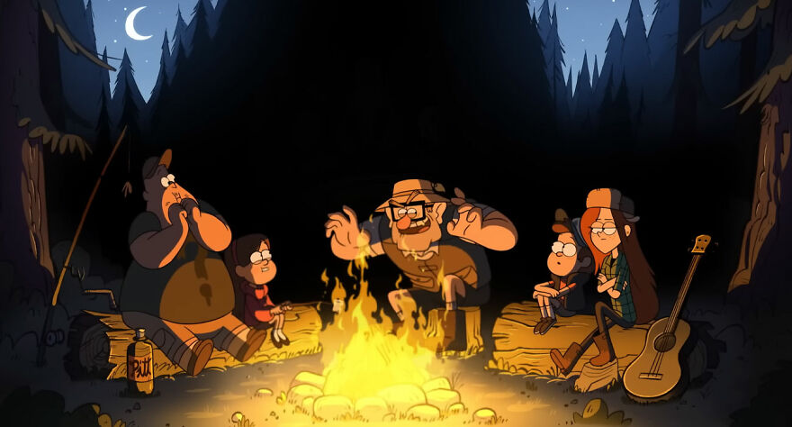 Intro scene from "Gravity Falls" tv show