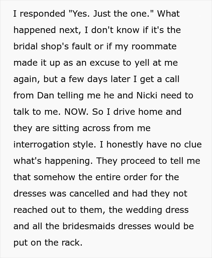 Engaged Couple Think Their Roommate Is Conspiring To Ruin Their Wedding, Uninvite Her And Spread Rumors, Only For Karma To Come Back Around Engaged Couple Think Their Roommate Is Conspiring To Ruin Their Wedding, Uninvite Her And Spread Rumors, Only For Karma To Come Back Around