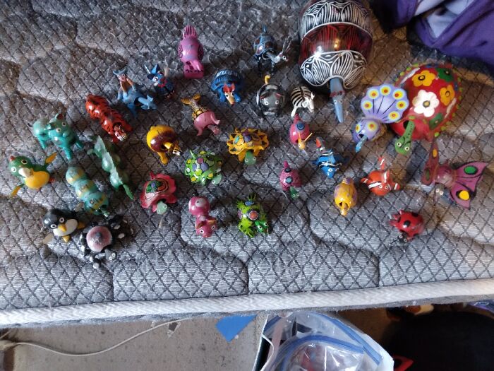 I Collect Wooden Alebrijes From Mexico. The Heads Or Tails Move Up And Down When You Tap It