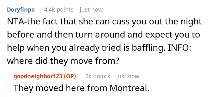 Man Snaps At Helpful Neighbor, His Wife Needs Help The Next Morning But Gets A Refusal This Time