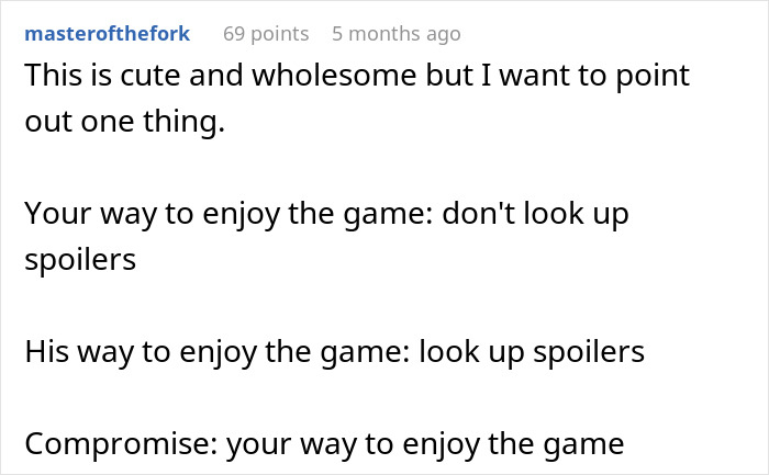 Woman Shares Wholesome Story Of How She Taught Her Boyfriend A Lesson To Not Spoil The Games They Play Together