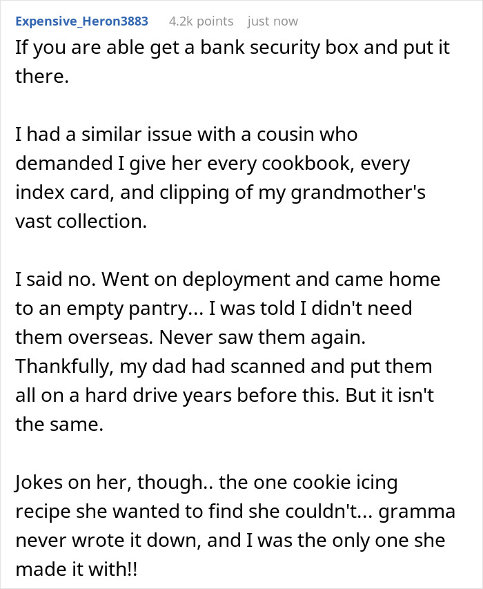 Dad Is Angry At Daughter For Not Sharing Late Mom’s Cookbook With Her Half Sister, Who He Had In An Affair Dad Is Angry At Daughter For Not Sharing Late Mom’s Cookbook With Her Half Sister, Who He Had In An Affair