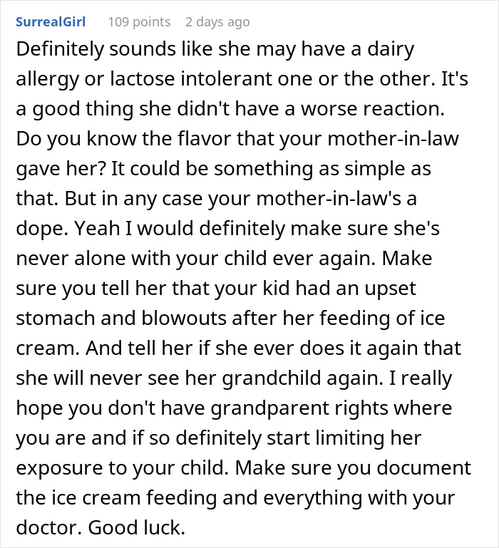Woman Feeds 2-Month-Old Granddaughter Ice Cream Despite Her Parents Repeatedly Saying No, Is Not Ready For The Consequences