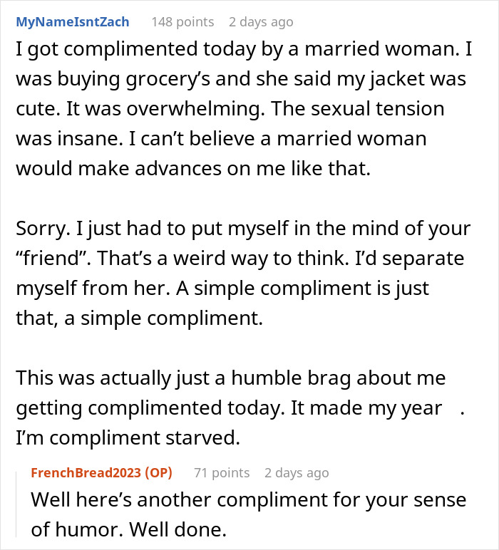 "As Someone Who Was Cheated On, Trust Me, I Know": Husband Gives Wife's Friend A Compliment, Drama Ensues "As Someone Who Was Cheated On, Trust Me, I Know": Husband Gives Wife's Friend A Compliment, Drama Ensues
